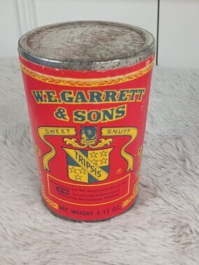 Vintage Advertising W.E. Garrett & Sons Glass Jar with Metal Lid - Red Label